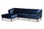 Morton Mid-Century Modern Contemporary Navy Blue Velvet Fabric Upholstered And Dark Brown Finished Wood Sectional Sofa With Left Facing Chaise RDS-S0017-L-Navy Blue Velvet/Wenge-LFC
