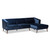 Morton Mid-Century Modern Contemporary Navy Blue Velvet Fabric Upholstered And Dark Brown Finished Wood Sectional Sofa With Right Facing Chaise RDS-S0017-L-Navy Blue Velvet/Wenge-RFC