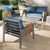 Nicholson Modern And Contemporary Blue Fabric Upholstered And Grey Finished Metal With Brown Finished Pe Rattan 4-Piece Outdoor Patio Lounge Set MLM-210477-Blue