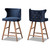 Sagira Modern And Contemporary Transitional Navy Blue Velvet Fabric Upholstered And Walnut Brown Finished Wood 2-Piece Counter Stool Set RDC817-AC-Navy Blue Velvet/Walnut-CS-2PC Set