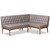 Riordan Mid-Century Modern Grey Fabric Upholstered And Walnut Brown Finished Wood 2-Piece Dining Nook Banquette Set BBT8051.13-Grey/Walnut-2PC SF Bench