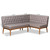 Riordan Mid-Century Modern Grey Fabric Upholstered And Walnut Brown Finished Wood 2-Piece Dining Nook Banquette Set BBT8051.13-Grey/Walnut-2PC SF Bench