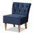 Harmon Modern And Contemporary Transitional Navy Blue Velvet Fabric Upholstered And Walnut Brown Finished Wood Accent Chair RAC515FB-Navy Blue Velvet/Walnut-CC