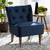 Harmon Modern And Contemporary Transitional Navy Blue Velvet Fabric Upholstered And Walnut Brown Finished Wood Accent Chair RAC515FB-Navy Blue Velvet/Walnut-CC