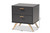 Kelson Modern And Contemporary Dark Grey And Gold Finished Wood 2-Drawer Nightstand LV19ST1924-Dark Grey-NS