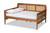 Toveli Vintage French Inspired Ash Walnut Finished Wood And Synthetic Rattan Full Size Daybed MG0015-Ash Walnut Rattan-Daybed-Full