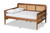 Toveli Vintage French Inspired Ash Walnut Finished Wood And Synthetic Rattan Full Size Daybed MG0015-Ash Walnut Rattan-Daybed-Full
