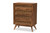 Barrett Mid-Century Modern Walnut Brown Finished Wood And Synthetic Rattan 4-Drawer Chest MG9001-Rattan-4DW-Chest