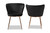 Farah Modern Luxe And Glam Black Velvet Fabric Upholstered And Rose Gold Finished Metal 2-Piece Dining Chair Set 20A25-Black/Rose Gold-DC