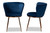 Farah Modern Luxe And Glam Navy Blue Velvet Fabric Upholstered And Rose Gold Finished Metal 2-Piece Dining Chair Set 20A25-Navy Blue/Rose Gold-DC