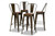 Rosetta Modern Industrial Brown Metal And Walnut Brown Finished Wood 4-Piece Bar Stool Set AY-MC13-Gun Metal-BS