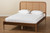 Elston Mid-Century Modern Walnut Brown Finished Wood And Synthetic Rattan Full Size Platform Bed MG0056-Rattan/Walnut-Full