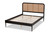 Elston Mid-Century Modern Charcoal Finished Wood And Synthetic Rattan Queen Size Platform Bed MG0056-Walnut Rattan/Black-Queen