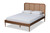 Elston Mid-Century Modern Walnut Brown Finished Wood And Synthetic Rattan King Size Platform Bed MG0056-Rattan/Walnut-King