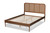 Elston Mid-Century Modern Walnut Brown Finished Wood And Synthetic Rattan King Size Platform Bed MG0056-Rattan/Walnut-King