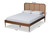 Elston Mid-Century Modern Walnut Brown Finished Wood And Synthetic Rattan King Size Platform Bed MG0056-Rattan/Walnut-King