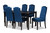 Dylin Modern and Contemporary Navy Blue Velvet Fabric Upholstered and Dark Brown Finished Wood 7-Piece Dining Set BBT5158-Navy Blue/Dark Brown-7PC Dining Set