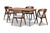 Danton Mid-Century Modern Grey Fabric Upholstered and Walnut Brown Finished Wood 5-Piece Dining Set WM1900B-Smoke/Walnut-5PC Dining Set