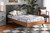 Laima Mid-Century Modern Dark Grey Fabric Upholstered and Walnut Brown Finished Wood Twin Size Platform Bed Laima-Dark Grey/Walnut-Twin