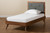 Laima Mid-Century Modern Dark Grey Fabric Upholstered and Walnut Brown Finished Wood Twin Size Platform Bed Laima-Dark Grey/Walnut-Twin