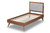 Laima Mid-Century Modern Light Grey Fabric Upholstered and Walnut Brown Finished Wood Twin Size Platform Bed Laima-Light Grey/Walnut-Twin