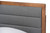 Linn Mid-Century Modern Dark Grey Fabric Upholstered and Walnut Brown Finished Wood Twin Size Platform Bed Linn-Dark Grey/Walnut-Twin