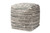 Macaco Modern and Contemporary Moroccan Inspired Dark Grey and Ivory Handwoven Cotton Blend Pouf Ottoman Macaco-Ivory/Grey-Pouf