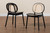 Halen Mid-Century Modern Brown Woven Rattan and Black Wood Finished 2-Piece Cane Dining Chair Set C16-Black-Beechwood/Rattan-DC