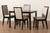 Rosa Modern and Contemporary Sand Fabric Upholstered and Dark Brown Finished Wood 5-Piece Dining Set Rosa-Sand/Dark Brown-5PC Dining Set