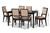 Suvi Modern and Contemporary Sand Fabric Upholstered and Dark Brown Finished Wood 7-Piece Dining Set Suvi-Sand/Dark Brown-7PC Dining Set