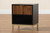 Uriel Mid-Century Modern Transitional Two-Tone Natural Brown and Black Finished Wood and Brushed Gold Metal 1-Drawer Nightstand PAL-007-Natural/Gold/Black