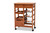 Crayton Modern and Contemporary Oak Brown Finished Wood and Silver-Tone Metal Mobile Kitchen Storage Cart LYA20-048-Wooden-Kitchen Cart