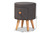 Rocco Modern Transitional Dark Grey Fabric Upholstered and Oak Brown Finished Wood 1-Drawer Ottoman Stool 11A-121DG-Dark Grey-Stool