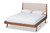 Senna Mid-Century Modern Beige Fabric Upholstered and Walnut Brown Finished Wood Full Size Platform Bed MG0008S-Beige/Walnut-Full