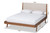 Senna Mid-Century Modern Beige Fabric Upholstered and Walnut Brown Finished Wood Full Size Platform Bed MG0008S-Beige/Walnut-Full
