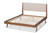 Senna Mid-Century Modern Beige Fabric Upholstered and Walnut Brown Finished Wood Queen Size Platform Bed MG0008S-Beige/Walnut-Queen