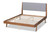 Senna Mid-Century Modern Grey Fabric Upholstered and Walnut Brown Finished Wood King Size Platform Bed MG0008S-Light Grey/Walnut-King