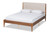 Lenora Mid-Century Modern Beige Fabric Upholstered and Walnut Brown Finished Wood Full Size Platform Bed MG0077S-Beige/Walnut-Full