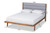 Jarlan Modern and Contemporary Transitional Grey Fabric Upholstered and Walnut Brown Finished Wood Queen Size Platform Bed MG0078S-Light Grey/Walnut-Queen