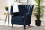 Relena Classic and Traditional Navy Blue Velvet Fabric Upholstered and Dark Brown Finished Wood Armchair 904-Shiny Velvet Navy Blue-Chair