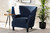 Wilhelm Classic and Traditional Navy Blue Velvet Fabric Upholstered and Dark Brown Finished Wood Armchair HH-056-Velvet Blue-Chair