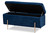 Rockwell Contemporary Glam and Luxe Navy Blue Velvet Fabric Upholstered and Gold Finished Metal Storage Bench FZD0223-Navy Blue Velvet-Bench