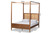 Malia Modern and Contemporary Walnut Brown Finished Wood and Synthetic Rattan Queen Size Canopy Bed MG-0021-3-Walnut-Queen