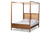 Malia Modern and Contemporary Walnut Brown Finished Wood and Synthetic Rattan King Size Canopy Bed MG-0021-3-Walnut-King