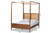 Malia Modern and Contemporary Walnut Brown Finished Wood and Synthetic Rattan King Size Canopy Bed MG-0021-3-Walnut-King