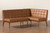 Sanford Mid-Century Modern Tan Faux Leather Upholstered and Walnut Brown Finished Wood 2-Piece Dining Nook Banquette Set BBT8051.11-Tan/Walnut-2PC SF Bench