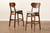 Katya Mid-Century Modern Grey Fabric Upholstered and Walnut Brown Finished Wood 2-Piece Bar Stool Set RH378BP-Grey/Walnut Bent Seat-BS-2PK