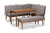 Sanford Mid-Century Modern Grey Fabric Upholstered and Walnut Brown Finished Wood 4-Piece Dining Nook Set BBT8051.11-Grey/Walnut-4PC Dining Nook Set