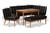 Sanford Mid-Century Modern Dark Brown Faux Leather Upholstered and Walnut Brown Finished Wood 5-Piece Dining Nook Set BBT8051.11-Dark Brown/Walnut-5PC Dining Nook Set