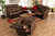 Beasely Modern and Contemporary Distressed Brown Faux Leather Upholstered 3-Piece Living Room Set RR5227-Dark Brown-3PC Living Room Set